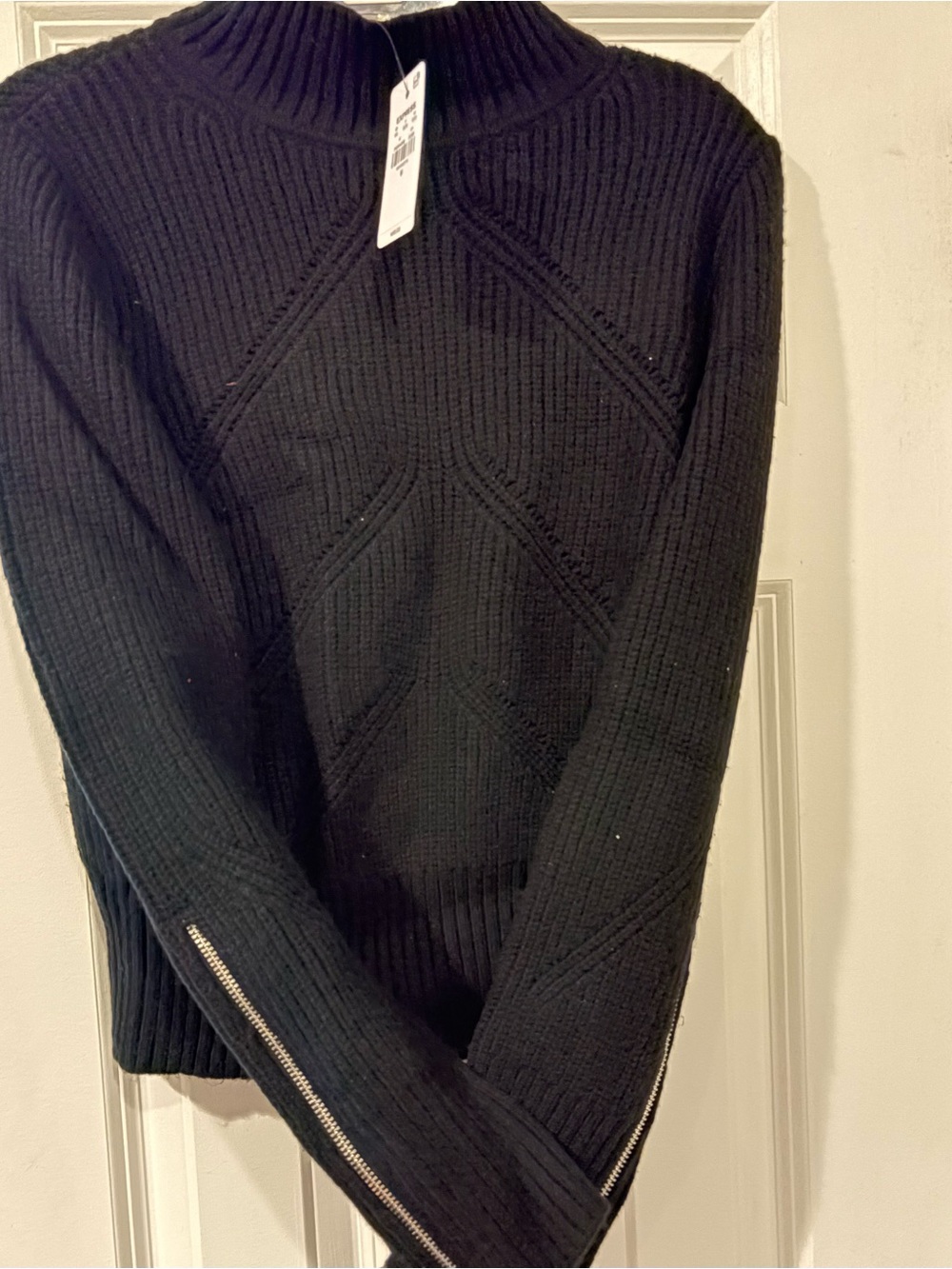 Express Black Ribbed Funnel Neck Sweater - Picture 2 of 4
